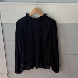 TCEC Black Ruffled Pleated Boutique Blouse